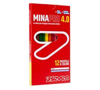 Seven Set Matite Colorate - Scatola da 12 pz - Confezione Pastelli Colorati - Matite Colorate Scuola, Ufficio - Pastelli MINA 4.0 - Spazio Etichetta Nome - Matite Scuola, Pastelli Scuola