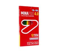 Seven Set Matite Colorate - Scatola da 12 pz - Confezione Pastelli Colorati - Colorate Scuola, Ufficio - MINA 4.0 - Spazio Etichetta Nome - Matite, Scuola