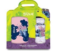 Seven Set Portamerenda + Borraccia LILO & STITCH Rosa per bambini, Divisorio interno, Borraccia 460ml con coperchio ermetico, Prodotto ufficiale, Calcio, Idea regalo bambini e adulti