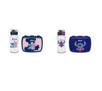 Seven Set Portamerenda + Borraccia LILO & STITCH per bambini, Divisorio interno, Borraccia 460ml con coperchio ermetico, Prodotto ufficiale, Calcio, Idea regalo bambini e adulti
