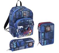 Seven Set Scuola Boy, Zaino con Astuccio 3 Zip e bustina, Graffiti