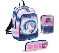 Seven Set Scuola Girl PWR, Zaino con Astuccio 3 Zip e bustina