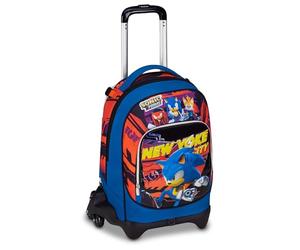 Seven Sonic Trolley Scuola Jack 3 Ruote, Blu, Zaino Con Carrello Sganciabile Da 33 Litri, Per Scuola Elementare, Bambino