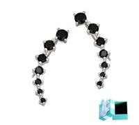 Seven Star Diamond Stud Earrings, 2026 Sparkly Gold/Silver 7-Star Earrings, New Diamond Stud Earrings for Women, Valentine Wedding Birthday GIft for Lover Friend (Black)