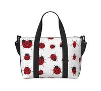 Seven Star Ladybird Tote Crossbody Borsa da viaggio, 41 cm x 29 cm x 15 cm, borsa da viaggio con fondo sedia, borsa da cabina, borsa per la notte, borsa tote unisex, Nero , Taglia unica