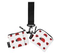 Seven Stars Ladybirds - Portafoglio da donna in stile cartone animato, con tasca con cerniera, 2 pezzi, colore: rosso, Sette stelle coccinelle cartone animato carino rosso, 1 size, Casual