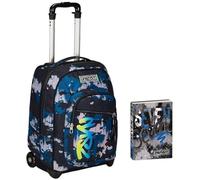 Seven Trolley Fisso, GreenScreen, Blu, 2 in 1, Doppio Uso, Trolley e Zaino, Scuola Viaggio + Seven Diario Scuola Standard 12 Mesi, Blu, Ragazzo