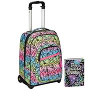 Seven Trolley Fisso, JumpLove, Rosa, 2 in 1, Doppio Uso, Trolley e Zaino, Scuola e Viaggio + Seven Diario 12 Mesi, Nero, Ragazza