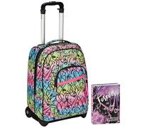Seven Trolley Fisso, JumpLove, Rosa, 2 in 1, Doppio Uso, Trolley e Zaino, Scuola & Viaggio + Seven Diario 12 Mesi, Viola, Ragazza