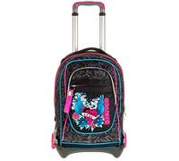 Seven Trolley Jack Zaino Scuola 3 Ruote, Multicolore - Trolley Scomponibile, Carrello Sganciabile, 3 Usi in 1 Uso Zaino con Spallacci a Scomparsa, Bambina Scuola Elementare, nero rosa
