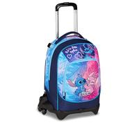 Seven Trolley Lilo & Stitch Scuola Jack 3 Ruote, Blu, Zaino Con Carrello Sganciabile Da 33 Litri, Per Scuola Elementare e Media, Bambina
