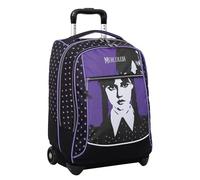 Seven Trolley Scuola Big - MERCOLEDÌ ADDAMS Viola e Nero - Zaino Doppio Scomparto, Tasca Porta Borraccia - Zaino Trolley Scuola Elementari e Medie