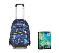 Seven Trolley Scuola Comby 8 Ruote ELECTICVIBE BOY, Blu, Uso Zaino,Scuola Elementare e media, Bambino + Diario Datato 12 Mesi, 13,6 x 18,3 cm, 352 Pagine