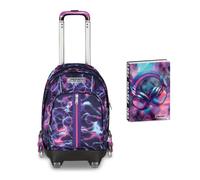 Seven Trolley Scuola Comby 8 Ruote ELECTICVIBE GIRL, Viola, Uso Zaino,Scuola elementare e media, Bambina + Diario Pocket Datato 12 Mesi, 11,5 x 15,9 cm, 352 Pagine