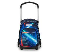 Seven Trolley Scuola Flex 3 Ruote, Blu, Mapset Boy, 3 in 1, Triplo Uso, Zaino Con Carrello Sganciabile, Tasca Porta Borraccia e Crossover System, Zaino Scuola Viaggio, Bambino Ragazzo