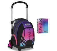 Seven Trolley Scuola Flex 3 Ruote, Fucsia, Carrello Sganciabile, 31 L, Tasca PC, Tasca Borraccia, Medie e Superiori, Ragazza + Diario Scuola 12 Mesi