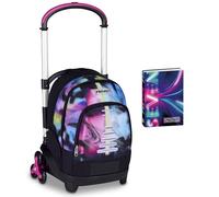 Seven Trolley Scuola Flex 3 Ruote, Fucsia, Carrello Sganciabile, 31 L, Tasca PC, Tasca Borraccia, Medie e Superiori, Ragazza + Diario Scuola 12 Mesi