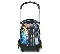 Seven Trolley Scuola Flex 3 Ruote, Nero Verde, Zaino Con Carrello Sganciabile, 31 Litri, Con Tasca PC, Tasca Borraccia, Multiuso, Scuola Media e Superiore, Zaino Ragazzo