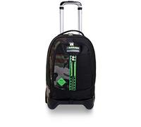 Trolley Scuola JACK SEVEN 2 RUOTE - HALF BLACK, Verde + Copritrolley Antipioggia Impermeabile