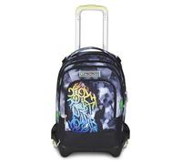 Seven Trolley Scuola Jack 3 Ruote Detach, Nero Verde, Zaino Con Carrello Sganciabile Da 37 litri di Capacità, Tasca Borraccia, Zainetto Staccabile, Scuola Elementare e Media, Bambino