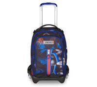 Seven Trolley Scuola Jack 3 Ruote, Nero Blu, Zaino Con Carrxllo Sganciabile Da 34 L, Tasca Borraccia e Crossover System, Maneggevole Resistente, Scuola Elementare e Media, Zaino Bambino