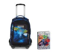 Seven Trolley Scuola Jack 8 Ruote BLU FUSION, Blu, Cross-over System,Scuola elementare e media, Bambini, Ragazzi + Diario Datato 12 Mesi, 13,6 x 18,3 cm, 352 Pagine