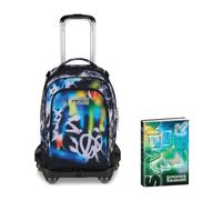 Seven Trolley Scuola Jack 8 Ruote BUZZY NOTE BOY, Multicolore, Cross-over System,Scuola elementare e media, Bambino, Ragazzo + Diario Datato 12 Mesi, 13,6 x 18,3 cm, 352 Pagine