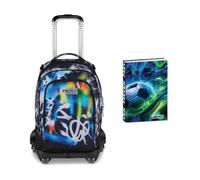 Seven Trolley Scuola Jack 8 Ruote BUZZY NOTE BOY, Multicolore, Cross-over System,Scuola elementare e media, Bambino, Ragazzo + Diario Pocket Datato 12 Mesi, 11,5 x 15,9 cm, 352 Pagine