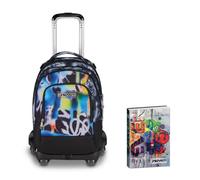 Seven Trolley Scuola Jack 8 Ruote Detach BUZZY NOTE BOY, Multicolor, Cross-over System,Scuola elementare e media, Bambini, Ragazzi + Diario Datato 12 Mesi, 13,6 x 18,3 cm, 352 Pagine