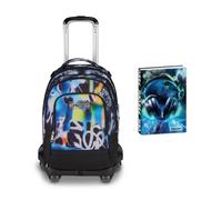 Seven Trolley Scuola Jack 8 Ruote Detach BUZZY NOTE BOY, Multicolor, Cross-over System,Scuola elementare e media, Bambini, Ragazzi + Diario Pocket Datato 12 Mesi, 11,5 x 15,9 cm, 352 Pagine