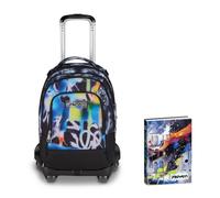 Seven Trolley Scuola Jack 8 Ruote Detach BUZZY NOTE BOY, Multicolor, Cross-over System,Scuola elementare e media, Bambini, Ragazzi + Diario Datato 12 Mesi, 13,6 x 18,3 cm, 352 Pagine