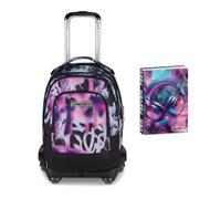 Seven Trolley Scuola Jack 8 Ruote Detach BUZZY NOTE GIRL, Nero, Cross-over System, Scuola elementare e media, Bambina, Ragazza, + Diario Pocket Datato 12 Mesi, 11,5 x 15,9 cm, 352 Pagine