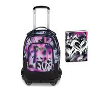 Seven Trolley Scuola Jack 8 Ruote Detach BUZZY NOTE GIRL, Nero, Cross-over System, Scuola elementare e media, Bambina, Ragazza, + Diario Pocket Datato 12 Mesi, 11,5 x 15,9 cm, 352 Pagine