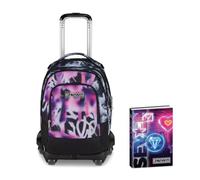 Seven Trolley Scuola Jack 8 Ruote Detach BUZZY NOTE GIRL, Nero, Cross-over System, Scuola elementare e media, Bambina, Ragazza, + Diario Datato 12 Mesi, 13,6 x 18,3 cm, 352 Pagine