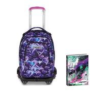 Seven Trolley Scuola Jack 8 Ruote Detach LOVEPASS, Viola, Cross-over System, Scuola elementare e media, Bambina, Ragazza + Diario Datato 12 Mesi, 13,6 x 18,3 cm, 352 Pagine