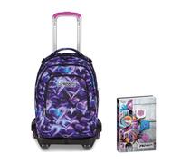 Seven Trolley Scuola Jack 8 Ruote Detach LOVEPASS, Viola, Cross-over System, Scuola elementare e media, Bambina, Ragazza + Diario Datato 12 Mesi, 13,6 x 18,3 cm, 352 Pagine