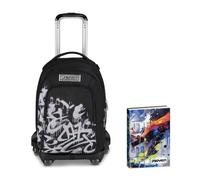 Seven Trolley Scuola Jack 8 Ruote Detach PLUMPY LINE BOY, Nero, Cross-over System, Scuola elementare e media, Bambini, Ragazzi + Diario Datato 12 Mesi, 13,6 x 18,3 cm, 352 Pagine
