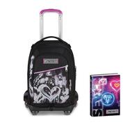 Seven Trolley Scuola Jack 8 Ruote PLUMPY LINE GIRL, Nero, Cross-over System,Scuola elementare e media, Bambina, Ragazza + Diario Datato 12 Mesi, 13,6 x 18,3 cm, 352 Pagine