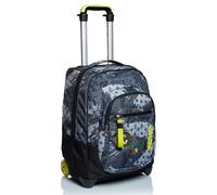 Seven Trolley Scuola, Grigio, Fly Stars, 2 in 1, Doppio Uso, Zaino con Carrello Fisso, Crossover System e Tasca con Organizer, Zaini e Trolley, Viaggio, Bambino Ragazzo