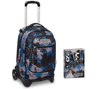 Seven Trolley Scuola New Tech, Nero, 3 in 1, Triplo Uso, Carrello Sganciabile, Crossover System, Viaggio + Seven Diario Scuola Standard 12 Mesi, Blu, Ragazzo