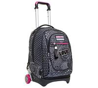 Seven Trolley Scuola New Tech, Nero Fucsia, Yantry Girl, 3 in 1, Triplo Uso, Zaino con Carrello Sganciabile e Crossover System, Viaggio, Bambina Ragazza