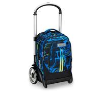 Seven Trolley Scuola Tyre Maxi Ruote, Nero Blu, Multi-Shade Boy, 3 in 1, Triplo Uso, Zaino Con Carrello Sganciabile e Crossover System, Zaino Scuola Viaggio, Bambino Ragazzo