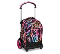 Seven Trolley Scuola Tyre Maxi Ruote, Nero Fucsia, Multi-Shade Girl, 3 in 1, Triplo Uso, Zaino Con Carrello Sganciabile e Crossover System, Zaino Scuola Viaggio, Bambina Ragazza