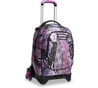 Seven Trolley Sganciabile Jack 3 Wheeled, Zaino Scuola Elementare e Media Bambina, Tre Ruote per Scalini, Grafica Patchwork Fiori e Animalier, Viola e Rosa + kit penne e portachiave paillettes