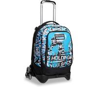 Seven Trolley Sganciabile Jack 3 Wheeled, Zaino Scuola Elementare Tre Ruote per Scalini, Grafica Graffiti Urban Blu e Azzurro Fear Is Holding You Back + kit penne e portachiave fischietto