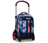 Seven Trolley Seven Tyre - CLOUDY SHAPES, Blu Rosa - Trolley Scomponibile 3in1, Uso Zaino - Zaino Scuola Bambina Doppio Scomparto - Multi Tasche, Organizer Interno