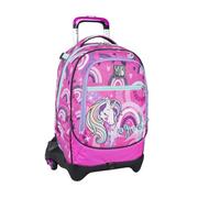 Seven Yub Trolley Scuola 3 Ruote, Rosa, MagicWorld, 3 in 1, Triplo Uso, Zaino con Carrello Sganciabile e Crossover System, Zaini e Trolley Scuola e Viaggio