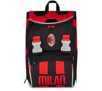 Seven Zaino Estensibile Milan, Doppio Scomparto, Nero, 24 L, Zip laterali, Tasca frontale, Tasca laterale portaborraccia, Scuola elementare e media, Bambino, Ragazzo, Calcio, Prodotto ufficiale