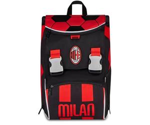 Seven Zaino Estensibile Milan, Doppio Scomparto, Nero, 24 L, Zip laterali, Tasca frontale, Tasca laterale portaborraccia, Scuola elementare e media, Bambino, Ragazzo, Calcio, Prodotto ufficiale