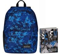 Seven Zaino Monoscomparto IschoolPack, Blu e Rosa, Con Power Bank integrato e Usb Plug, Scuola e Viaggio + Seven Diario Scuola Standard 12 Mesi, Blu, Ragazzo